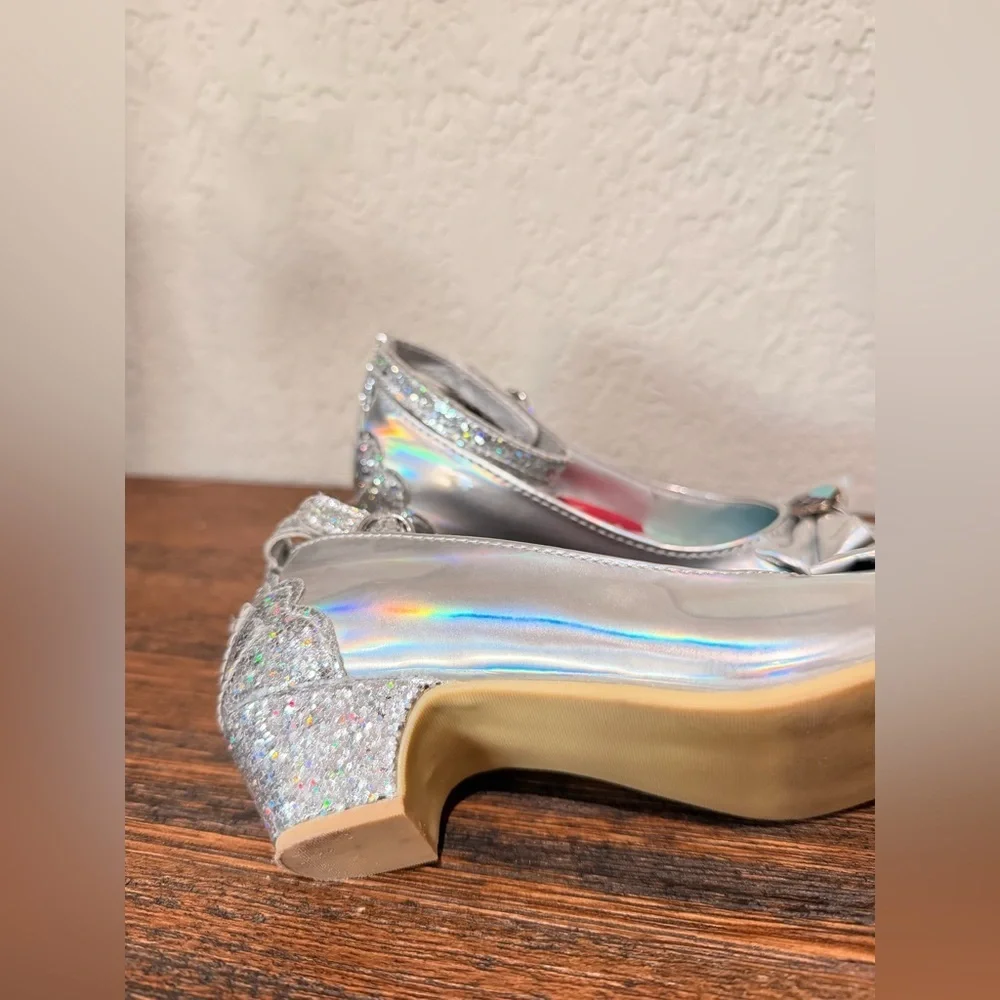 Disney Little Mermaid sz 12 Toddler Princess Ballet heeled Shoes silver girl
